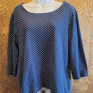 Jones NY 3/4 Sleeve Polka Dot T-shirt